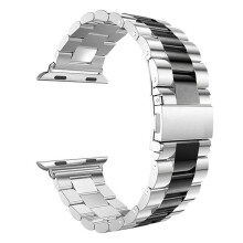 (Silver black, 42/44/45mm) Stainless Steel Bracelet Band for iWatch Series 4/5/6/SE/7/8 - Durable & Stylish Watch Strap
