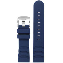(Dark Blue Silver Buckle) Silicone Watch Band for Luminox Watches Water Resistant Strap 24mm