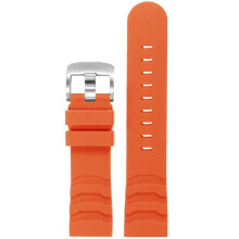 (Orange Silver Buckle) Silicone Watch Band for Luminox Watches Water Resistant Strap 24mm