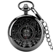 (Black) Compass Pocket Watch for Outdoor Climbing - Flip Design Navigation Gear