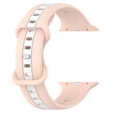 (Pink and White, 38/40/41mm) Suitable for Apple Watch Strap 1-8 Generations Two Colours Silicone Strap