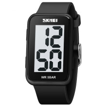 (Black and white) Electronic Watch Student Luminous Waterproof Square Led Watch