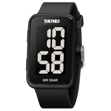 (Black) Electronic Watch Student Luminous Waterproof Square Led Watch