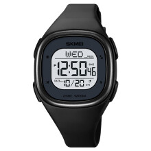 (Black white) Multifunctional Square LED Watch for Students - Luminous & Waterproof