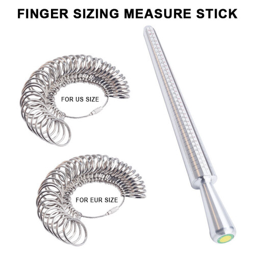 (For EUR Size) US/EUR Ring Sizer Gauge Mandrel, Finger Sizing Measure Stick Tool 1