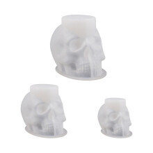 Totenkopf-Harzform, 3 StüCk, 3D-Totenkopf-Silikonform für Harz-Totenkopf-Kerzenform, Handgefertigte Kerzenherstellungsform, DIY-Bastelform
