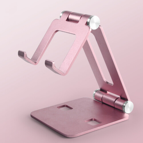 (Pink) Universal Foldable Aluminum Desktop Holder Stand Bracket For iPhone iPad Tablet