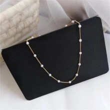 (Gold) Pearl Chain Necklace for Women - Perfect for Weddings, Charm Parties & Fashion - Ideal Girl's Gift
