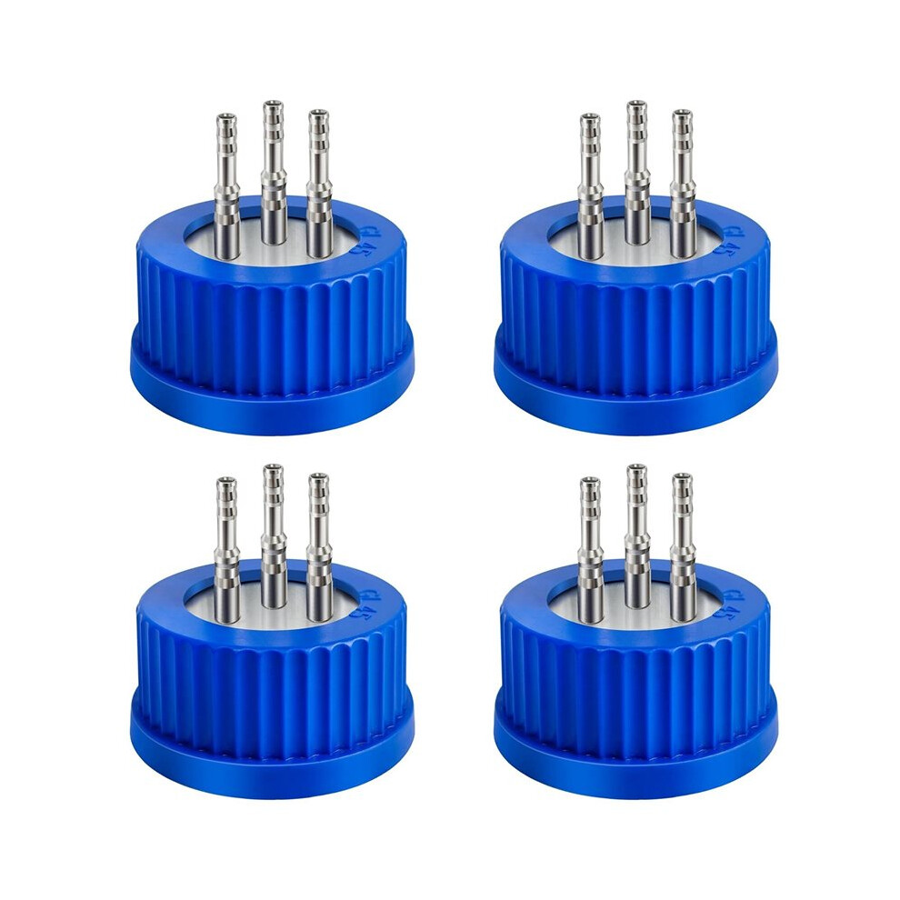 Photos - Other Hand Tools 4X 304 Stainless Steel GL45 Safety Bottle Cap for Laboratory Use, Large Size, Autoclavable 3-Port