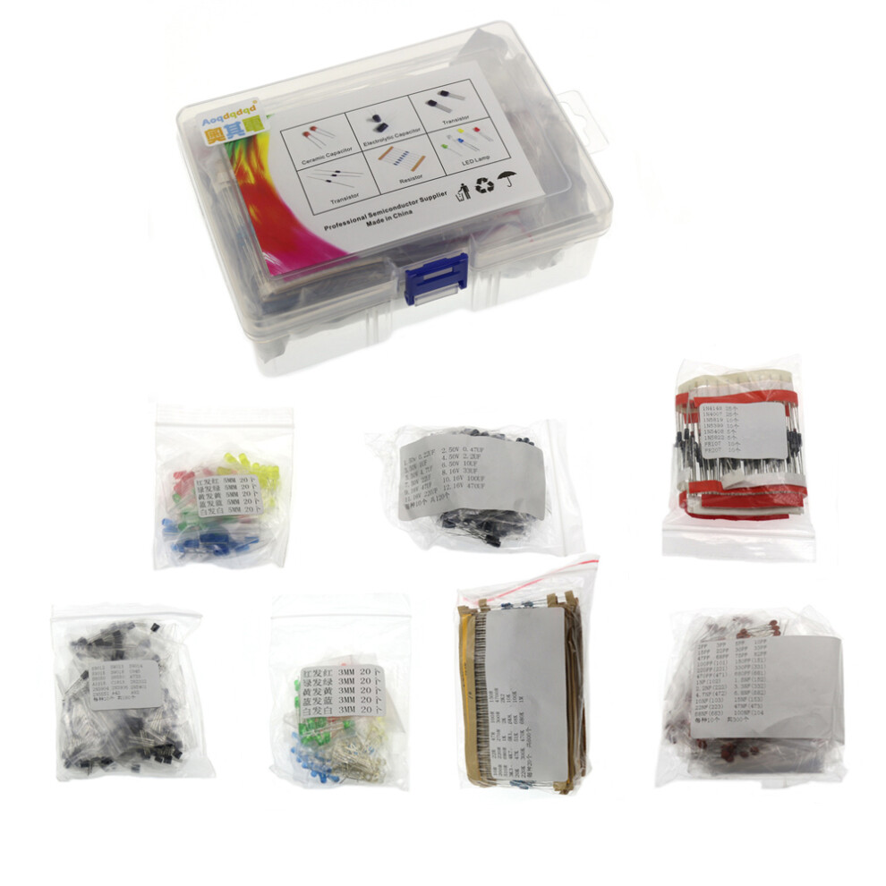 Electronic Components Basic Starter Kit Led Diodes 30 Values Resistors Electrolytic Capacitors Set 413590852292