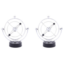 2X Perpetual Motion Desk Sculpture Toy - Kinetic Art Planet Balance Mobile - Magnetic Executive Office Home Decor