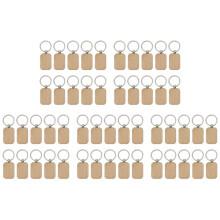 50 Pack Blank Houten Sleutelhanger Onvoltooide Houten Hanger Blanks met Sleutelhangers voor EDC Tags DIY Key Supplies