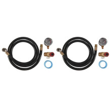 2X Air Tank Valve Kit with Gauge, Air Tank Repair Kit Come with 2 Inch Pressure Gauge with 1/8 Inch NPT, 4 Ft Air Hose