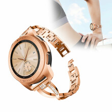 (Rose gold) Rhinestone Stainless Steel Metal Bracelet Wristband Strap For Samsung Galaxy Watch 46mm