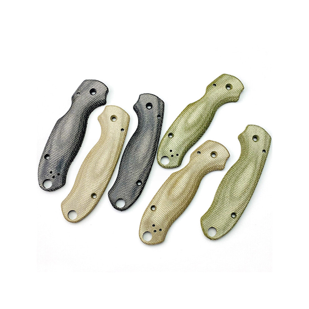 (Khaki) 1 Pair Folding Knife Handle Patches Micarta DIY Parts for Spyderco C223 Para 3