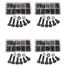 1200 Pcs Nuts Bolts Set Hex Bolts Nut and Washer Assortment Screws Bolts M3 Tool Kit with Plastic Box (Black)