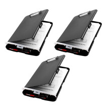 3X Clip Board Organizer Clipboards with Storage Nursing Clipboard Foldable File Folder Plastic Clipboard (Black)