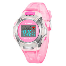 (Pink) Kids Digital Sport Watch Waterproof Electronic LED Alarm Week Display Wristwatch