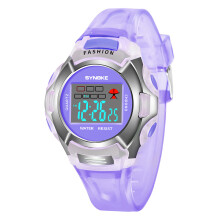 (Purple) Kids Digital Sport Watch Waterproof Electronic LED Alarm Week Display Wristwatch