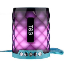 (Light blue) Portable Bluetooth Speakers with FM Radio RGB Colorful Lights for Home Party Camping Travel