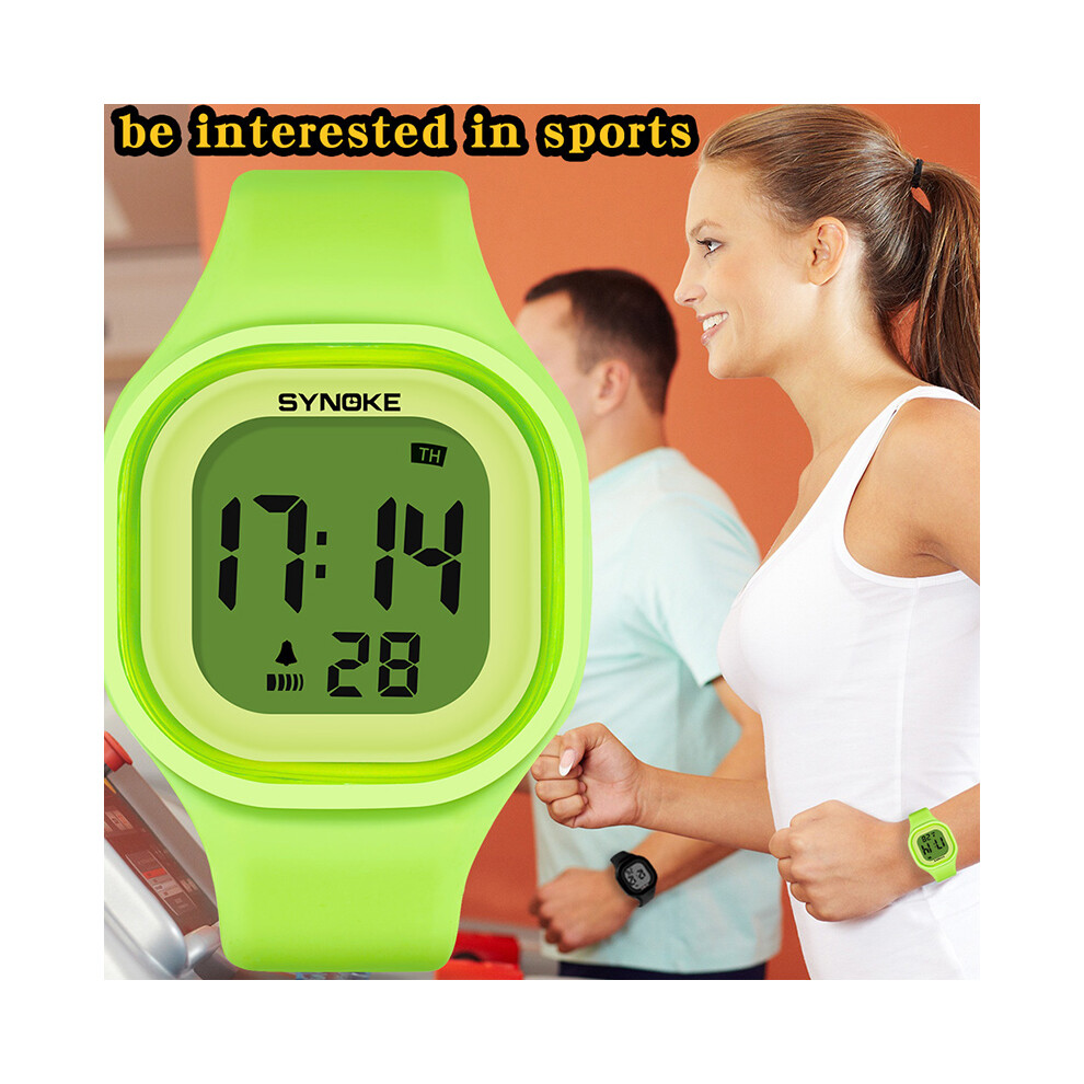 (Green) Watch Sport Waterproof Luminous Alarm Stopwatch Digital Wristwatch Green 413590876403