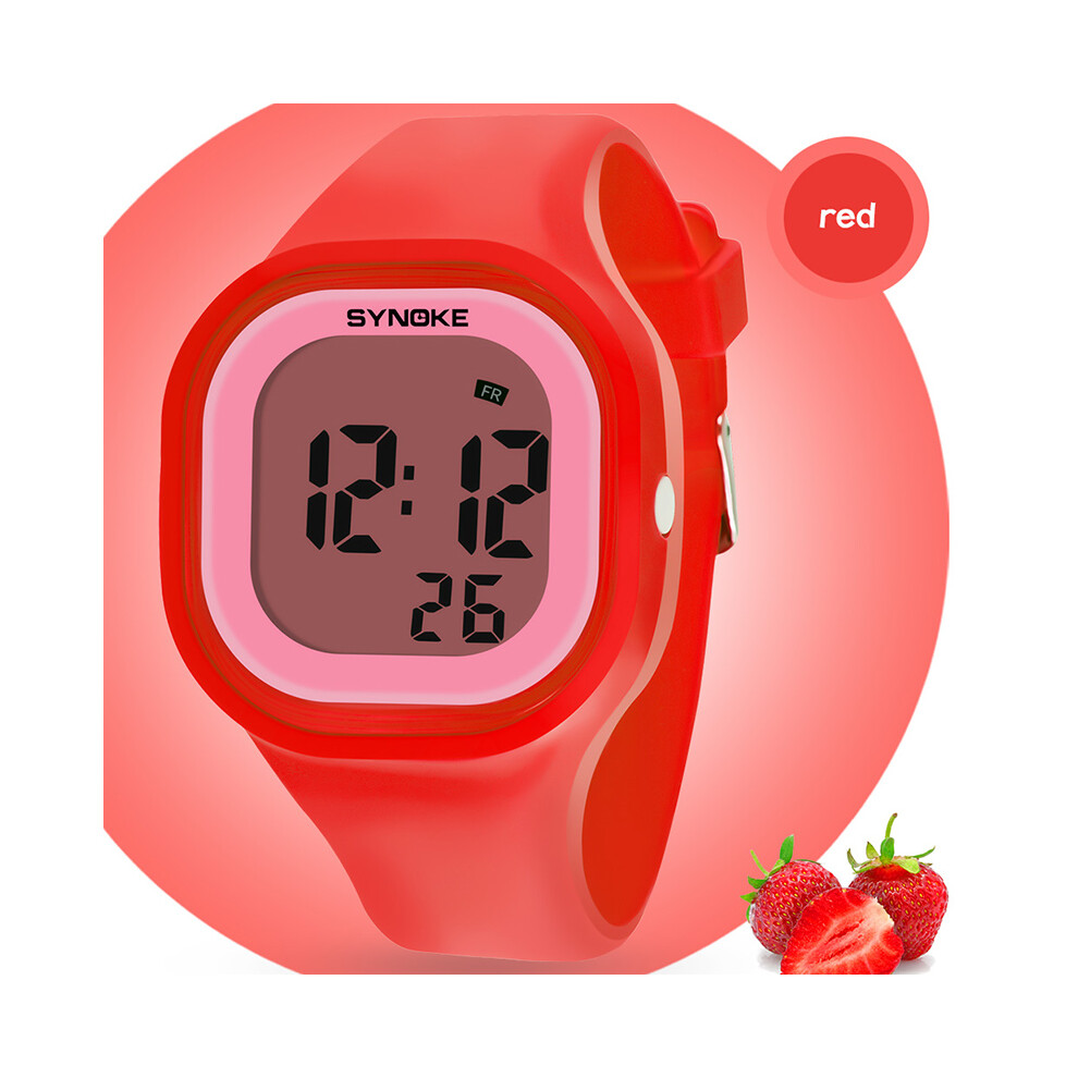 (Red) Watch Sport Waterproof Luminous Alarm Stopwatch Digital Wristwatch Red 413590876410