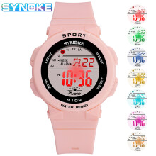 (Pink) Digital Waterproof Watch for Girls Boys Cute Sport Luminous Alarm Stopwatch Wristwatch