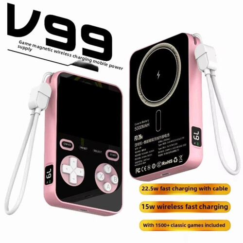 Wireless or Type-C Fast Charging 5000mAh Magnetic Absorption  Handheld Game Console with More Than 1500 Games 1