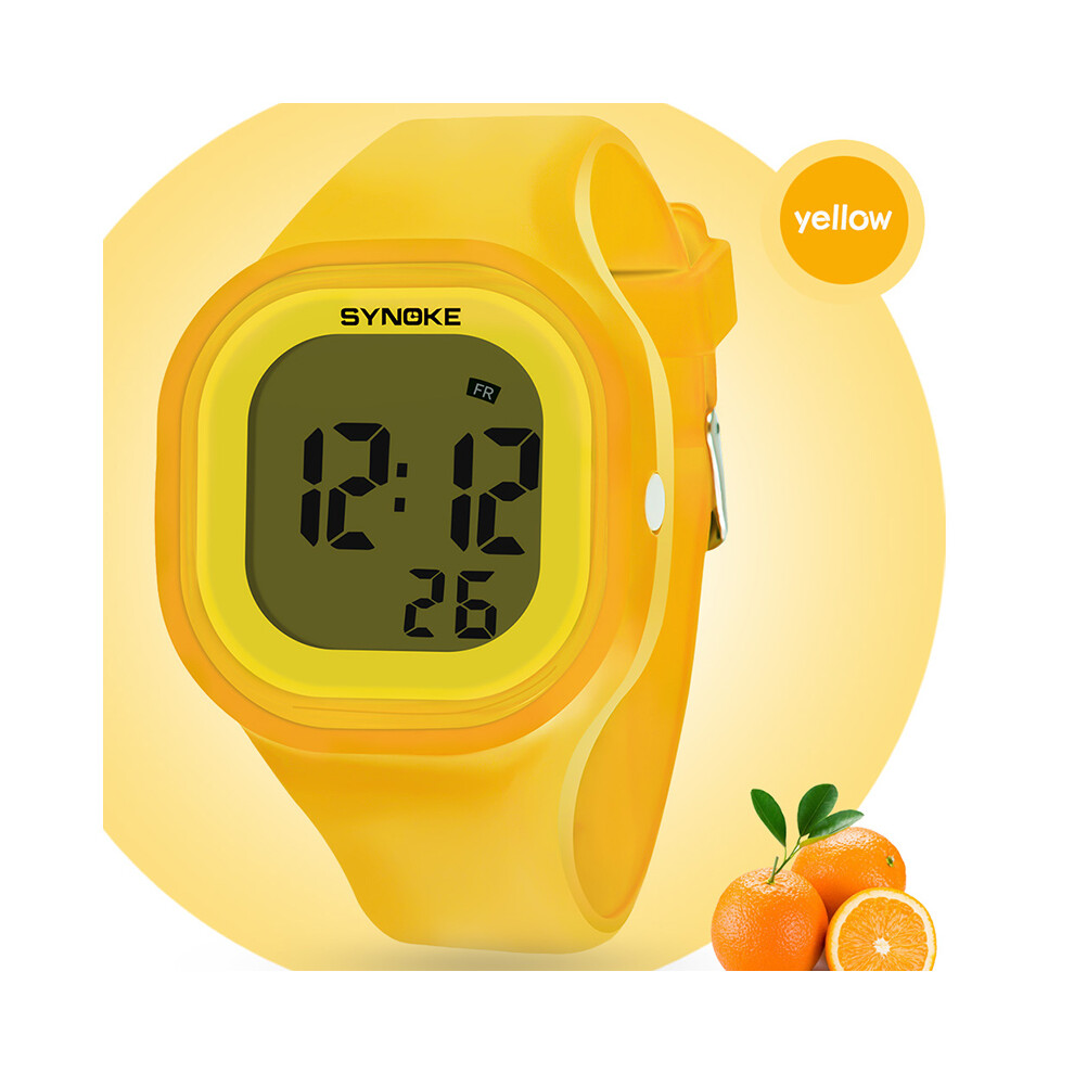 (Yellow) Watch Sport Waterproof Luminous Alarm Stopwatch Digital Wristwatch Yellow 413590876434