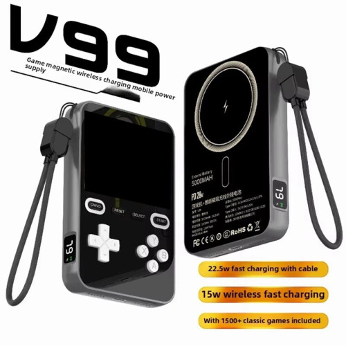 Wireless or Type-C Fast Charging 5000mAh Magnetic Absorption  Handheld Game Console with More Than 1500 Games 2