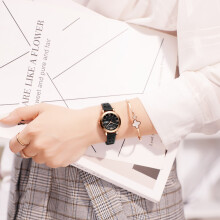 (Breathable belt black) Fashion Mesh Strap Quartz Watch Non-Mechanical Ladies Watch Luminous Waterproof Double Calendar Steel Band Watch