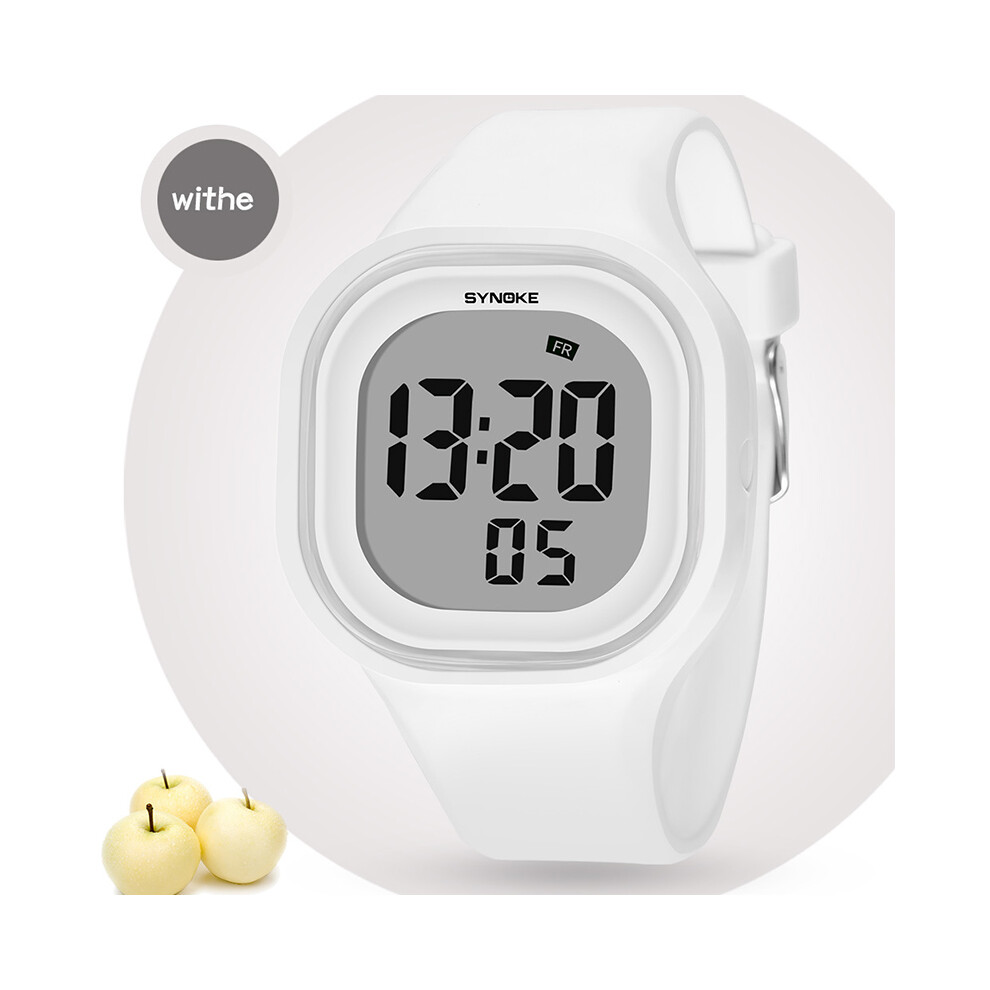 (White) Watch Sport Waterproof Luminous Alarm Stopwatch Digital Wristwatch White 413590876458