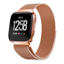 (Rose gold) Stainless Steel Loop Magnetic Watch Strap Replacement Wrist Band For Fitbit Versa