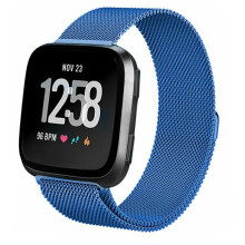 (Blue) Stainless Steel Loop Magnetic Watch Strap Replacement Wrist Band For Fitbit Versa