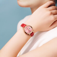 (Breathable belt powder) Fashion Mesh Strap Quartz Watch Non-Mechanical Ladies Watch Luminous Waterproof Double Calendar Steel Band Watch