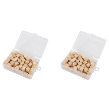 120pcs Square Wood Decorative Push Pins, Wood and Steel Needle Point Thumb Tacks for Photos, Maps and Cork Boards