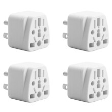 4X US-Reisesteckeradapter EU/UK/AU/In/CN/JP/Asien/Italien/Brasilien auf USA (Typ B), 3-Poliger USA-Stecker, Ladekonverter Weiß