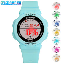 (Lake green) Digital Waterproof Watch for Girls Boys Cute Sport Luminous Alarm Stopwatch Wristwatch