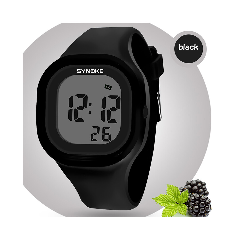 (Black) Watch Sport Waterproof Luminous Alarm Stopwatch Digital Wristwatch Black 413590876427