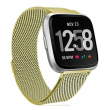 (Golden) Stainless Steel Loop Magnetic Watch Strap Replacement Wrist Band For Fitbit Versa
