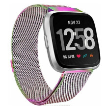 (Colorful) Stainless Steel Loop Magnetic Watch Strap Replacement Wrist Band For Fitbit Versa