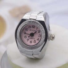 (Round pink) Watch Ring Ladies Men Cool Finger Watch Ring Couple