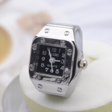 (Square black) Watch Ring Ladies Men Cool Finger Watch Ring Couple
