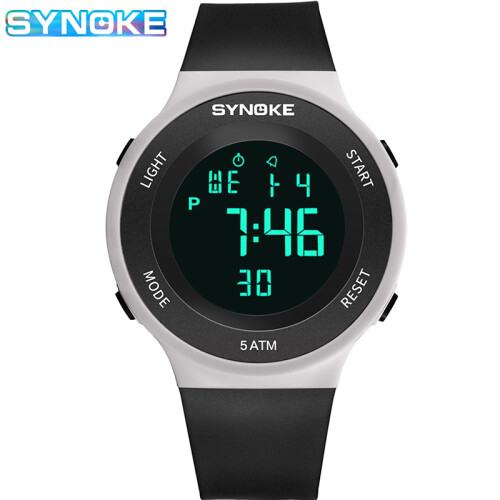 (Black and white) Electronic LED Wrist Multi-Function Simple And Trendy Student Watch