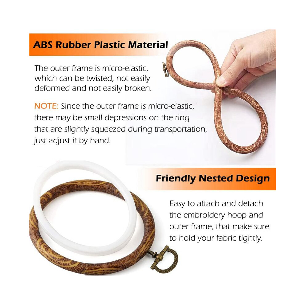 12Pcs Embroidery Hoops 3.93 Inch Round Embroidery Frame With Metal Ring Imitated Wood Embroidery Circle Embroidery Hoop 6033420958792