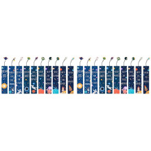 20PCS Space Ship Theme Bookmarks with Metal Charms Planet Inspirational Quotes Cards for Kids Boys Girls