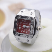 (Square red) Watch Ring Ladies Men Cool Finger Watch Ring Couple