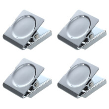 4X Silver Tone Spring Loaded Memo Ticket Magnetic Fridge Wall Clip