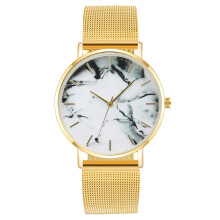 (Golden) Fashion Minimalist Analog Quartz Wrist Watch with Metal Mesh Strap Band Unisex
