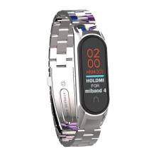 (Silver) Stainless Steel Watch Band Replacement for Xiaomi Mi Band 4 - Metal Wrist Bracelet Strap